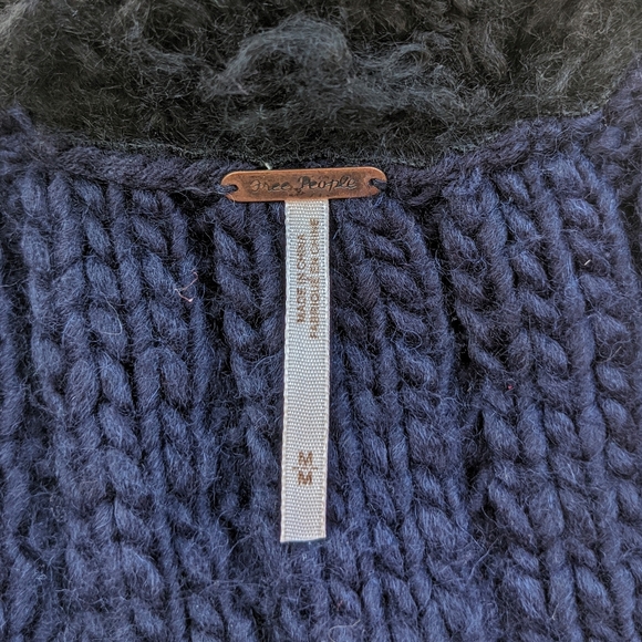 Free People Faux Fur Trim Cable Knit Sweater - Picture 7 of 8